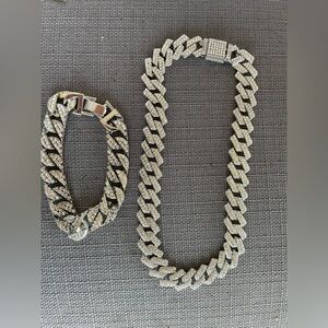 Silver Chain Necklace and Bracelet Set